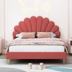 Lit double 140x200 cm, adwolt, lit fille avec sommier � lattes et t�te de lit en forme de p�tale, lit ...