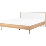 Beliani - lit double 180 x 200 cm tête de lit en mdf blanc et bois hévéa clair serris Beliani - lit double 180 x 200 cm tête de lit en mdf blanc et bois hévéa clair serris