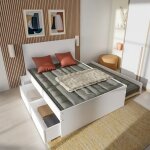 [corium] - lit 140x190 cm avec tiroir lit 90x190 cm avec chevet et 2 tiroirs