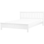 Beliani - lit double en bois blanc 180 x 200 cm elégant de style traditionnel pour chambre scandinave ... Beliani - lit double en bois blanc 180 x 200 cm elégant de style traditionnel pour chambre scandinave ...