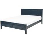 Beliani - lit double en bois bleu marine 140 x 200 cm de style traditionnel et rustique pour chambre ...