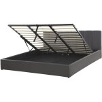 Lit double en cuir pu gris avec coffre de rangement 180 x 200 cm et sommier à lattes haute tête de lit ... Lit double en cuir pu gris avec coffre de rangement 180 x 200 cm et sommier à lattes haute tête de lit ...