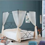 Argonauta - lit double en fer avec baldaquin noir alice 166x208x h210 cm