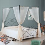 Argonauta - lit double en fer  baldaquin sabrina noir 166x208x h210 cm