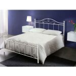 Iperbriko - lit double en fer forg blanc mat 170x200xh. 130 cm