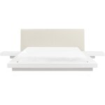 Beliani - lit double japonais 160 x 200 cm en mdf blanc  tables de chevet et cuir pu zen