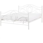 Beliani - lit double en m�tal blanc 160 x 200 cm el�gant et romantique pour chambre au style moderne ...