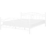 Beliani - lit double mtallique blanc 180x 200 cm en fer forg avec sommier  lattes inclus style romantique ...