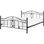 Lit double m�tallique noir 160 x 200 cm en fer forg� avec sommier � lattes inclus style romantique pour ...