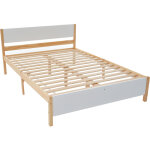 Lit double en pin blanc avec t�te de lit 140 x 200 cm