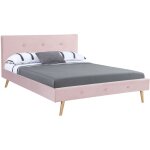 Idmarket - lit double scandinave oslo avec tête de lit et sommier 140 x 190 cm tissu rose clair effet ... Idmarket - lit double scandinave oslo avec tête de lit et sommier 140 x 190 cm tissu rose clair effet ...