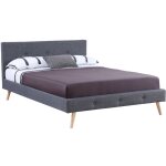 Idmarket - lit double scandinave oslo avec tte de lit et sommier 160 x 200 cm tissu gris anthracite