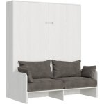 Lit double sof kentaro escamotable vertical frne blanc