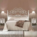 Iperbriko - lit double avec t�te de lit en fer blanc avec conteneur 170x202xh. 135 cm