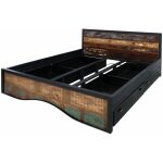 Lit double avec tiroirs 180x200 bois de r�cup�ration laqu� multicolore industrial 109