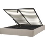 Beliani - lit avec coffre moderne en tissu 160 x 200 cm rembourr� cadre de lit � lattes marron clair ...