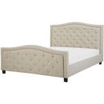 Beliani - lit double en tissu beige 160 x 200 cm confortable de style traditionnel pour chambre rétro ... Beliani - lit double en tissu beige 160 x 200 cm confortable de style traditionnel pour chambre rétro ...
