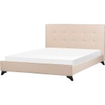 Beliani - lit double en tissu beige 160 x 200 cm elégant pour chambre moderne ou classique avec haute ... Beliani - lit double en tissu beige 160 x 200 cm elégant pour chambre moderne ou classique avec haute ...