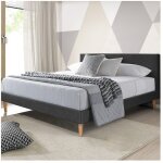 Sofareva - lit elisa en tissu 140x190 cm gris fonce sommier inclus - gris fonce