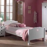 Lit enfant amori 90x200cm pour fille - blanc