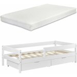 Dcoshop26 - lit pour enfant avec barrire anti - chute sommier matelas et tiroirs de rangement bois ...