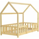 D�coshop26 - lit pour enfant cabane maison avec barri�re et sommier � lattes en bois de pin naturel 70 ...