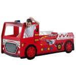 Paris prix - lit enfant 'camion de pompier' 90x200cm rouge