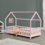 [en. casa] - lit cabane sisimiut pin 90 x 200 cm rose / blanc