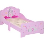 Homcom - lit enfant - lit d'enfant design princesse motif chteau - sommier  lattes inclus - mdf contre ...