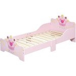 Homcom - lit enfant - lit d'enfant design princesse motif couronne - sommier  lattes inclus - mdf contre ...