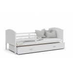 Kids literie - lit enfant mateo 90x190 blanc - blanc livr� avec sommiers, tiroir et matelas en mousse ...