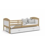 Kids literie - lit enfant mateo 90x190 pin - blanc livr avec sommiers, tiroir et matelas en mousse de ...