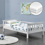 Lit d?enfant nuuk 80x160 en bois de pin blanc avec matelas [en. casa]
