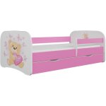 Lit enfant rose papillons avec sommiers et barri�re de s�curit� amovible drimy - 70x140