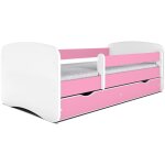 Lit enfant rose avec sommiers et barri�re de s�curit� amovible drimy - 70x140