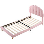 Lit enfant en samt rose avec sommier � lattes 90 x 200 cm