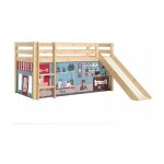 Paris prix - lit enfant surlev avec toboggan 'pino pet shop' 90x200cm naturel