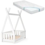 Vitalispa - lit enfant tipi, blanc, 70x140 cm avec clture et matelas