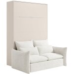 Lit escamotable 160 x 200 cm - ouverture verticale manuelle - avec leds - beige + canap� - rapili