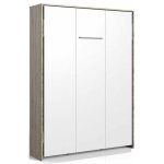 Lit escamotable vanier d�cor ch�ne fa�ade blanche couchage 140 x 200 cm