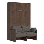 Lit escamotable vertical noyer avec canap tissu bounto 120x190 de tissu - couleur microfibre 41