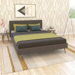 Lit fjord 160x200 + 1 sommier / tissu gris fonc / 215x167x88 cm