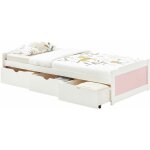 Idimex - lit fonctionnel mia 90 x 200 cm, en pin massif lasur� blanc et rose