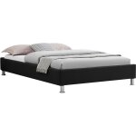 Lit futon simple nizza, 120 x 190 cm, avec sommier, revtement en tissu noir