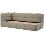 Lit gigogne 2 x 80 x 200 cm ? avec sommier peigne ? tissu textur� ? taupe ? pluranio