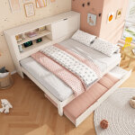 Lit gigogne 90 / 140�190 cm - lit double, avec dossier de rangement, compartiment ouvert, espace de rangement ...