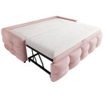 Lit gigogne 90 / 180 x 190 cm avec sommier � lattes tissu teddy rose