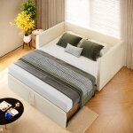 Lit gigogne 90 / 180x200 cm ? canap� - lit capitonn� extensible, lit 2 places, sommier � lattes ? design ...