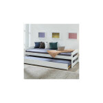 Inter link - lit gigogne 90x200 cm en pin massif blanc - chambery