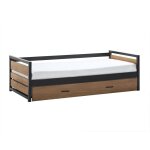 Vente - unique - lit gigogne industriel boston - 2 x 90 x 190 cm - mdf, pin et mtal - coloris : noyer ...